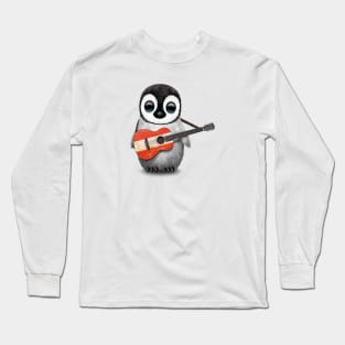 Baby Penguin Playing Austrian Flag Guitar Long Sleeve T-Shirt